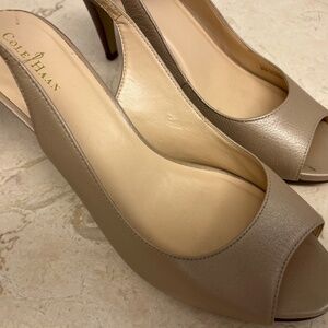 Cole Haan champagne along back pumps